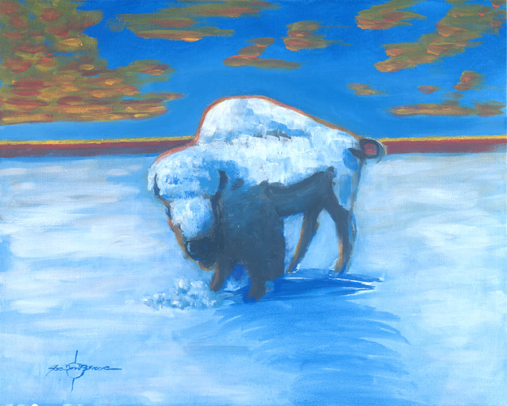 Original Painting; Snow Bison 2