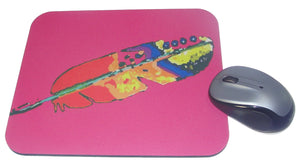 Mouse Pad, Feather on Pink Magenta background