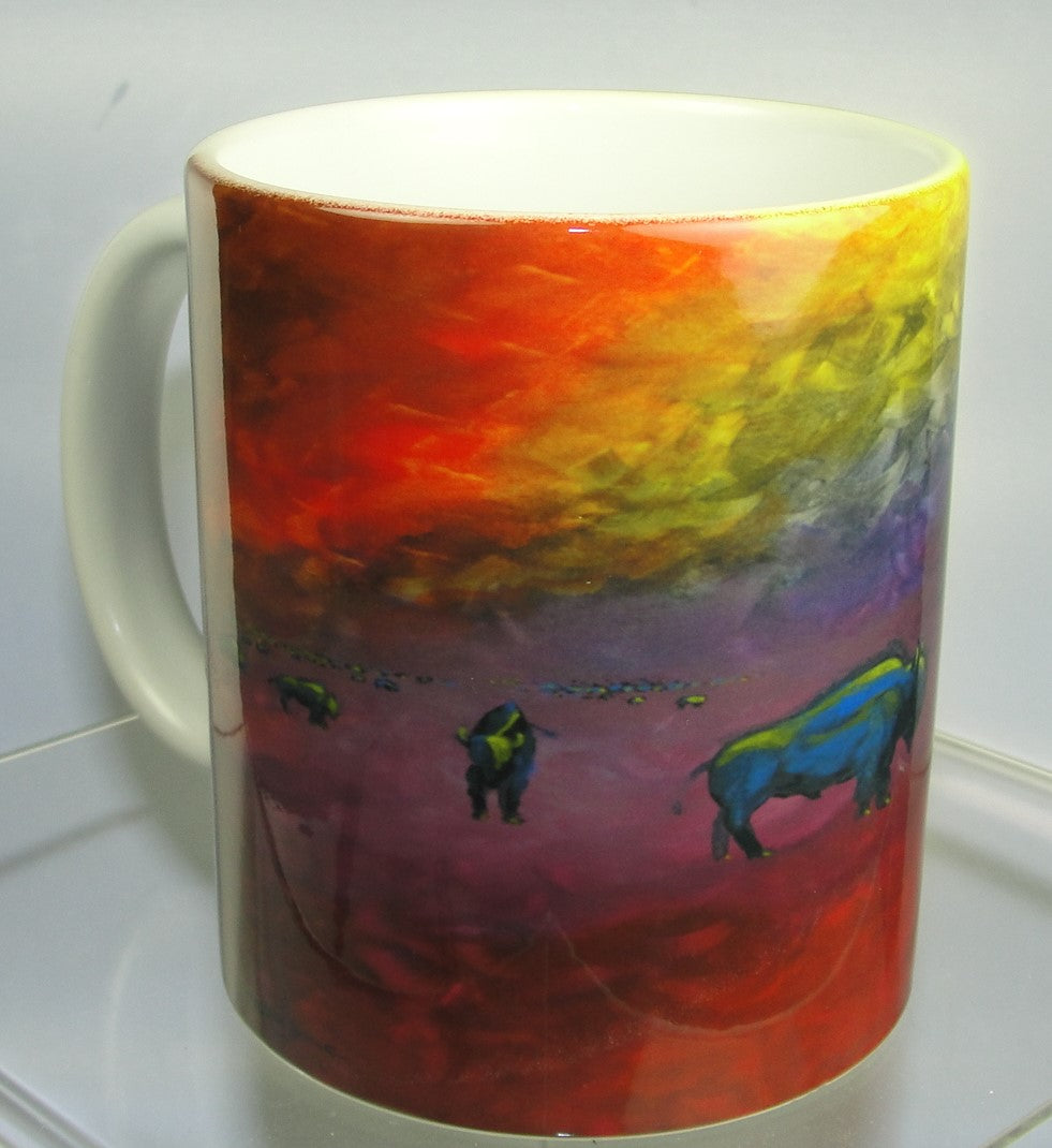 Mug; Bison on the Prairie Joe Don Brave Art
