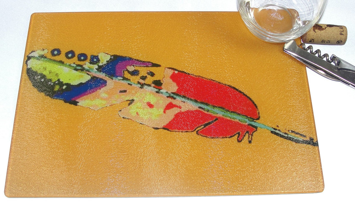 Original Abstract Art on Glass Cutting Board - A Color Adventure