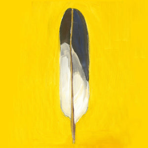Print, Feather on Yellow Background