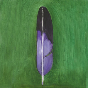 Print, Feather on Green Background
