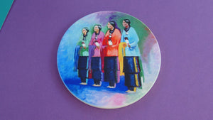 Coaster, Osage Lady Dancers 2; Round Ceramic