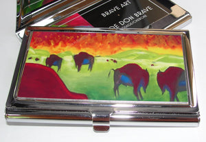 Business Card Holder; Bison on the Prairie