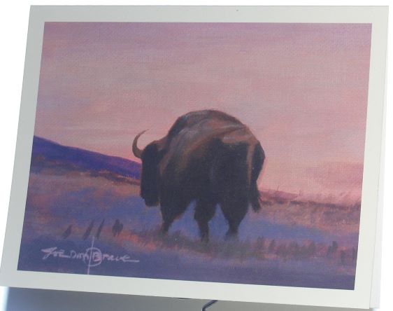 Note card, Bull Bison at Sunset