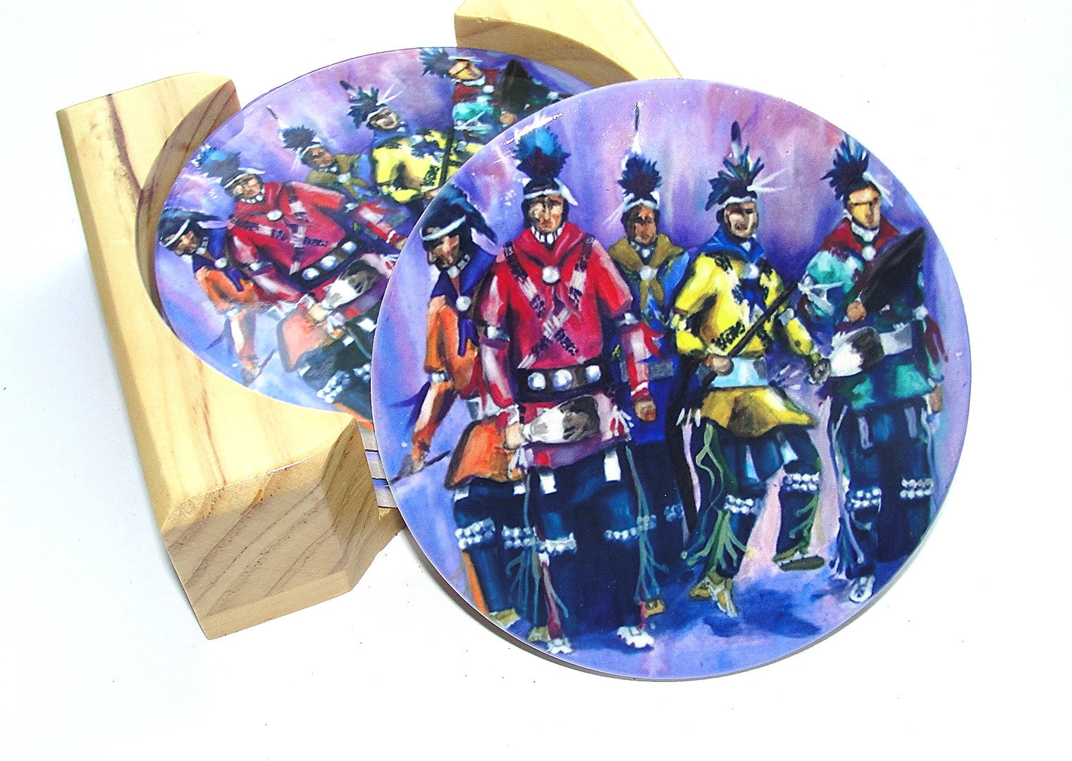 Coaster Set of 4; Ceramic: 5 Straight Dancers