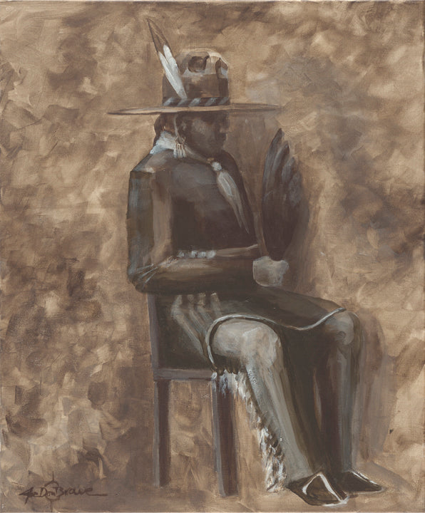 Original Painting; Monochromatic Portrait of an Osage Councilman, circa 1902