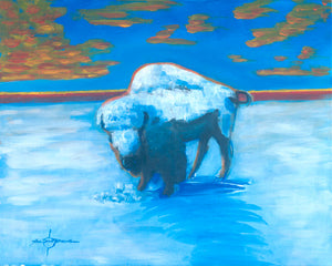 Original Painting, Snow Bison 2