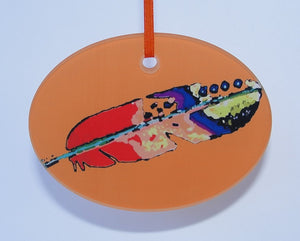 Ornament, Glass, Feather on Orange Background