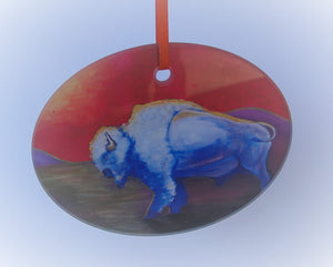 Ornament, Glass, White Bison