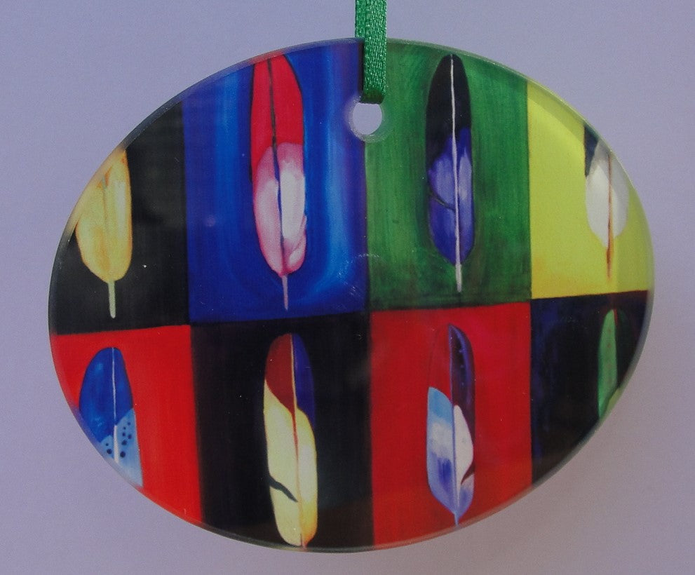 Ornament, Glass, 8 Feathers