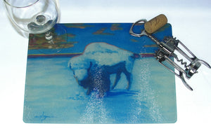 Cutting Board, Tempered Glass; Snow Bison 2