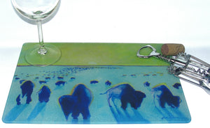 Cutting Board, Glass, Bison Herd in the Summer Sun
