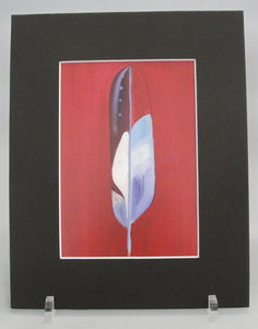 Print, Feather on Red Background