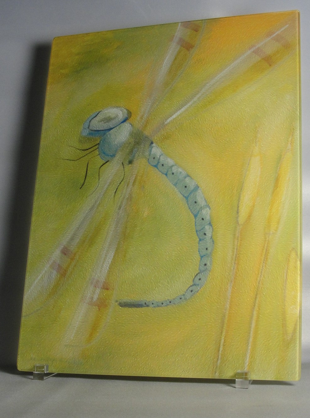 Cutting Board, Glass; Dragonfly