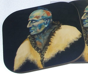 Coaster, Buffalo Robe, Osage Warrior, Native Art