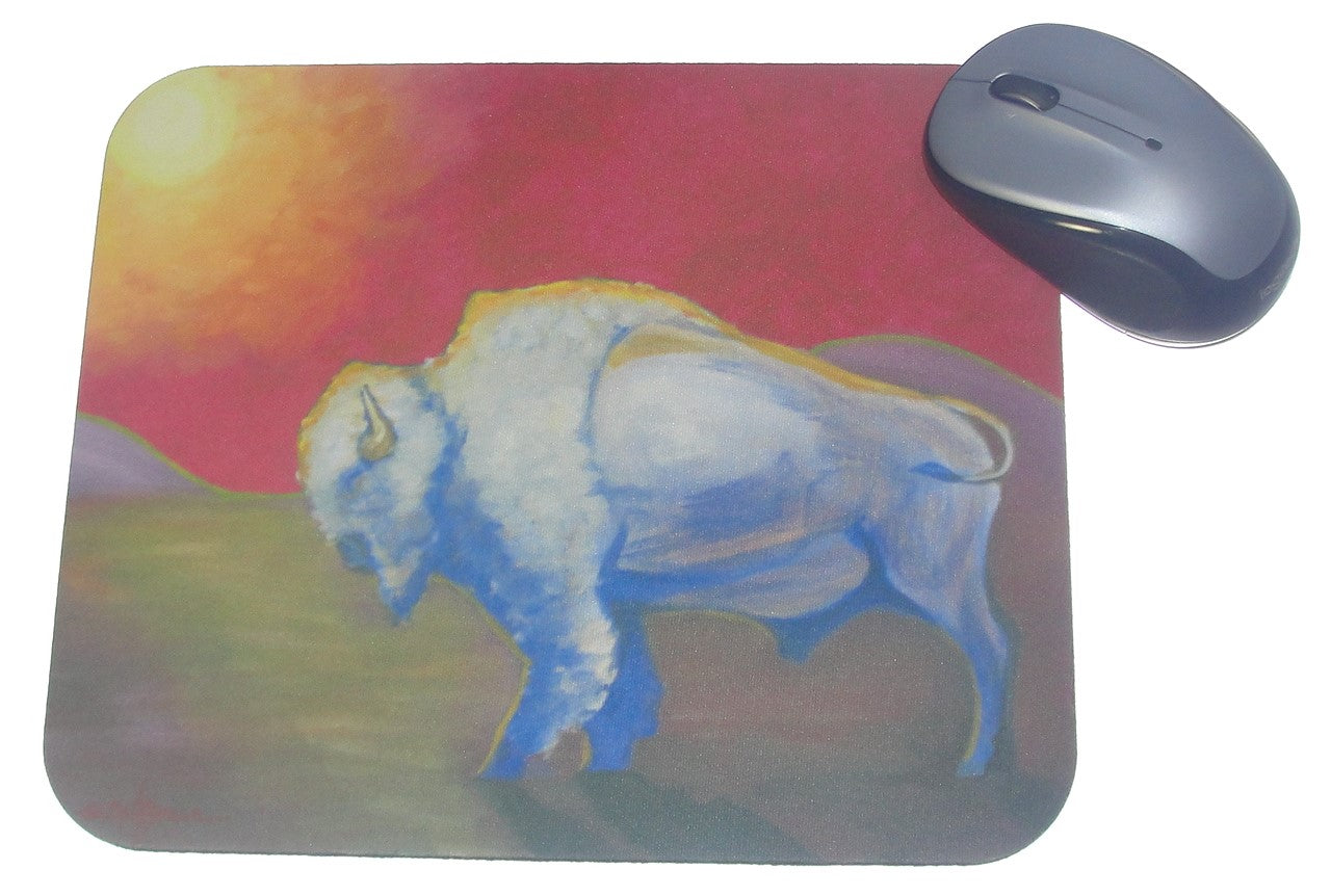 Mouse Pad, White Bison