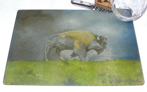 Cutting Board, Tempered Glass; Spring Bison