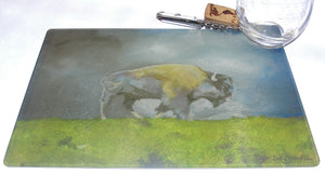 Cutting Board, Tempered Glass; Spring Bison