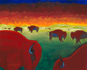 Original Painting, Bison Herd